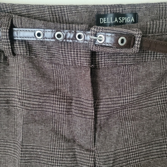 Della Spiga Checkered Wide Leg Dress Trouser Pants in Brown - Picture 5 of 13
